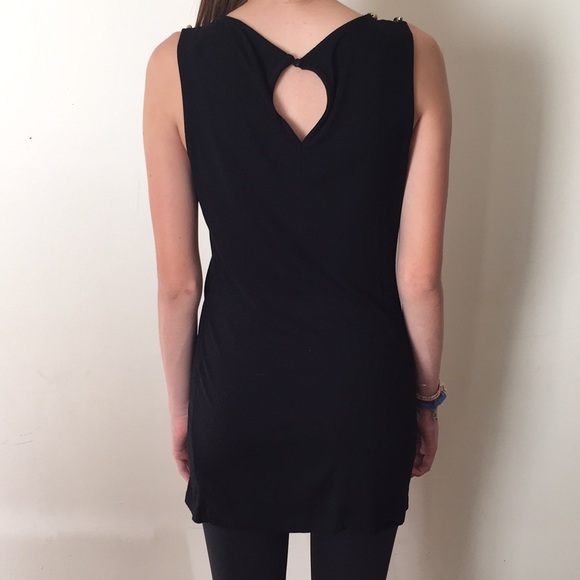 Stunning black low cut shirt with charms - Picture 2 of 7